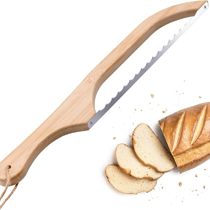Serrated Bread Knife with 10 Inch Blade and Textured Grip, Ambidextrous Design