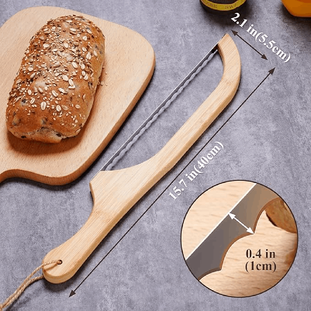 Serrated Bread Knife with 10 Inch Blade and Textured Grip, Ambidextrous Design