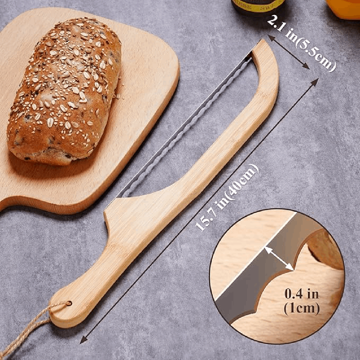 Serrated Bread Knife with 10 Inch Blade and Textured Grip, Ambidextrous Design