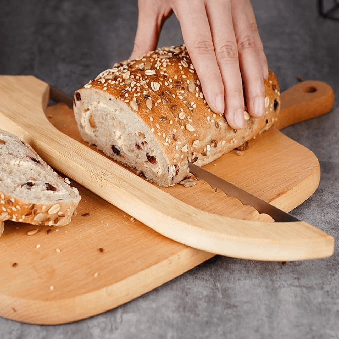 Serrated Bread Knife with 10 Inch Blade and Textured Grip, Ambidextrous Design