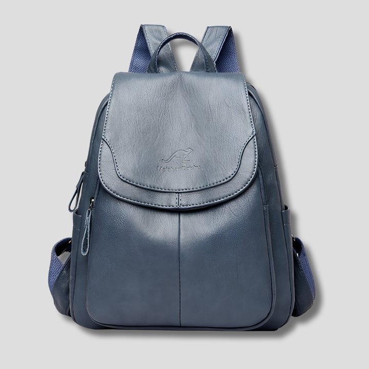Embossed Backpack with Body-Facing Zipper and Multiple Interior Pockets