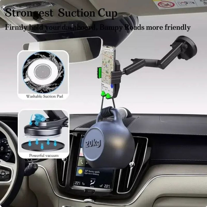 Dashboard Phone Mount with 16.9in Extended Arm and 360 Degree Rotation for Trucks