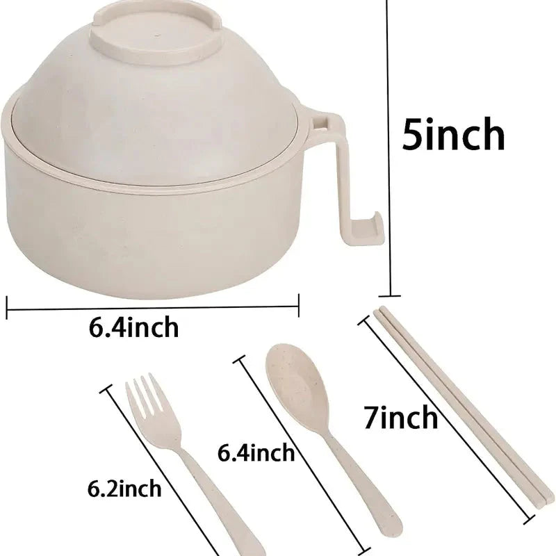 Microwave Ramen Bowl Set with Locking Lid and Cool-Touch Handle, 6-Pack