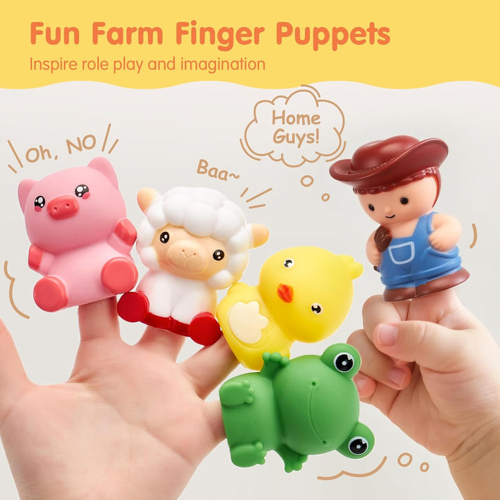 Wooden Train Set with Farm Animals and Numbered Cars for Counting and Sorting Activities