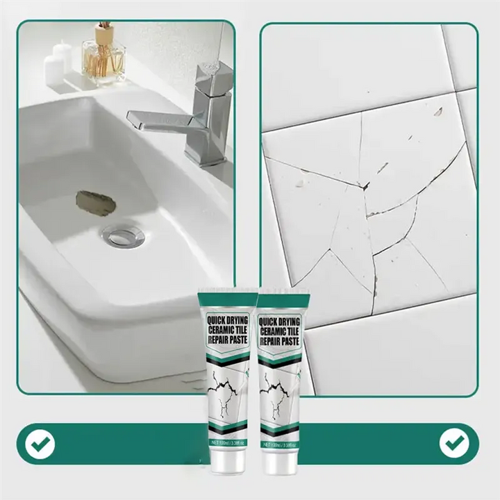 Tile Repair Paste with Spatula and Sandpaper, 100ml Tube