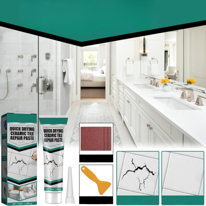 Tile Repair Paste with Spatula and Sandpaper, 100ml Tube