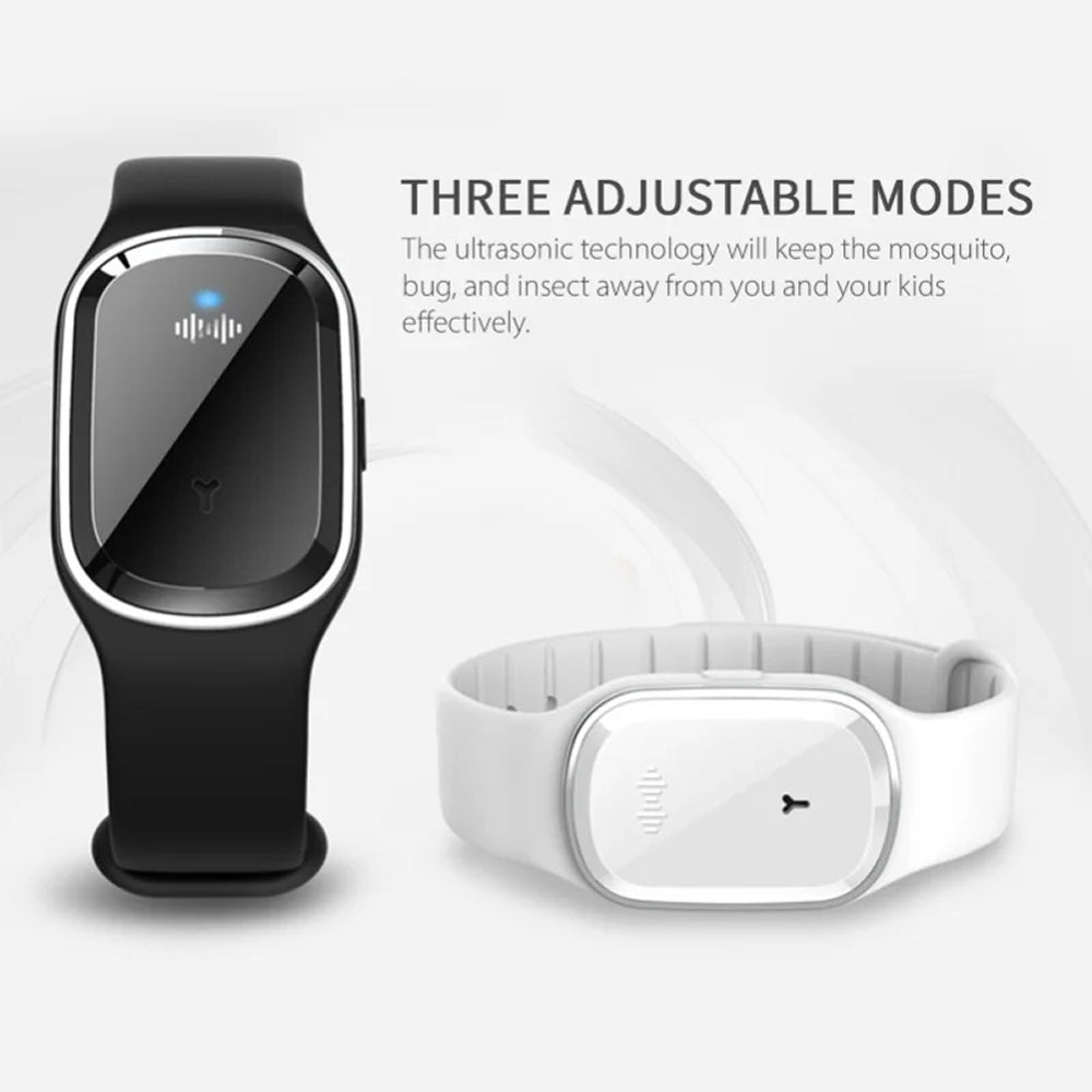 Ultrasonic Mosquito Repellent Bracelet with Adjustable Silicone Band and 130-Hour Battery, Pack of 2