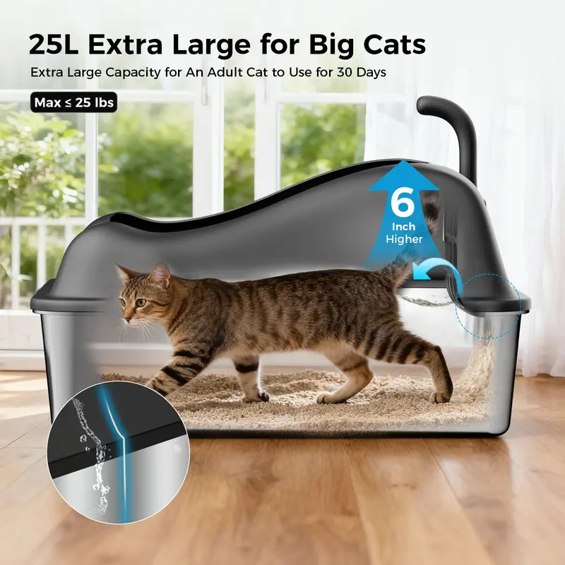 Large Enclosed Cat Litter Box with Flip Top Lid and Leak Prevention, 28-Liter Capacity