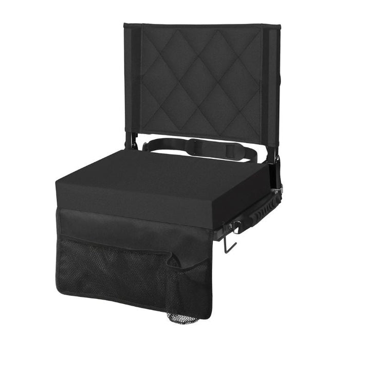 Stadium Seat with Angled Back Support and Adjustable Shoulder Strap