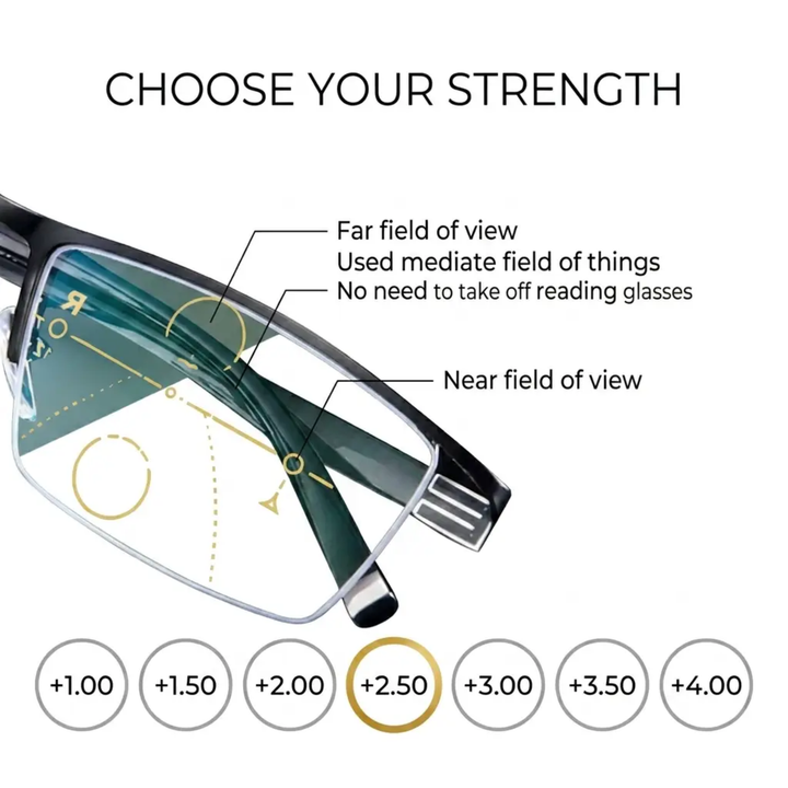Progressive Reading Glasses with Blue Light Filter and Anti Glare Coating