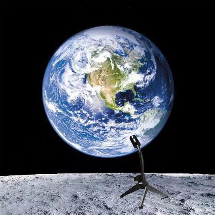 Moon and Earth Projection Lamp with Flexible Neck, Two Films