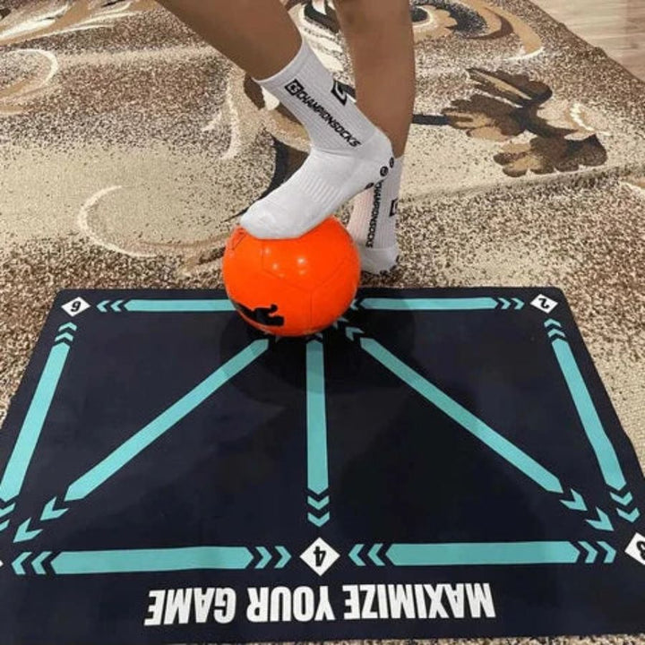 Soccer Dribbling Training Mat with Grip Socks and Video Program