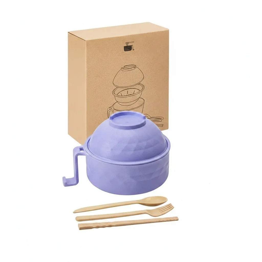 Microwave Ramen Bowl Set with Locking Lid and Cool-Touch Handle, 6-Pack