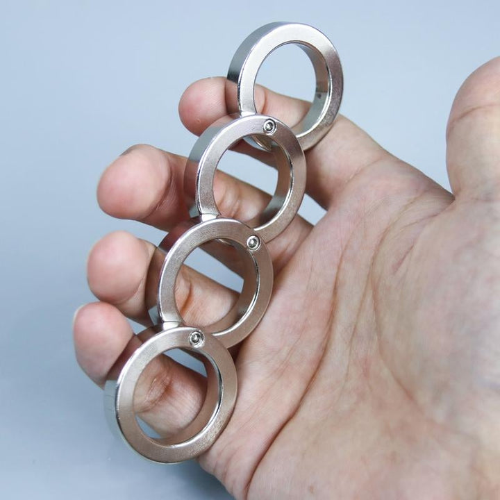 Folding Metal Finger Ring with Four-Finger Design and Silent Operation