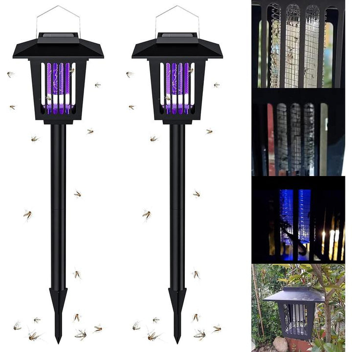 Solar Bug Zapper with Automatic Dusk Sensor and Dual Mode Operation