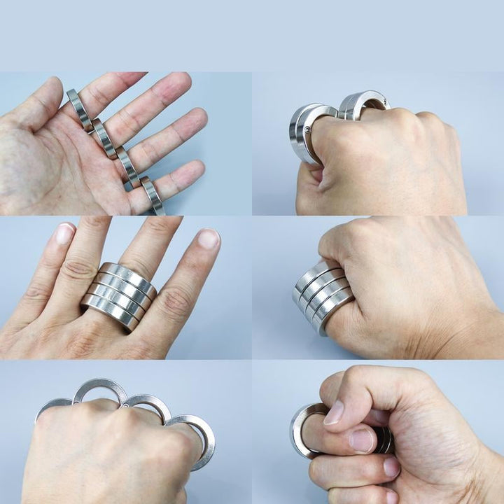 Folding Metal Finger Ring with Four-Finger Design and Silent Operation