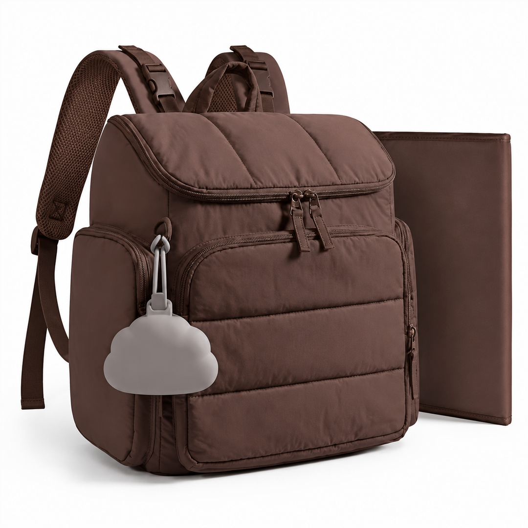 Diaper Backpack with Insulated Bottle Pockets and Stroller Attachment Loops