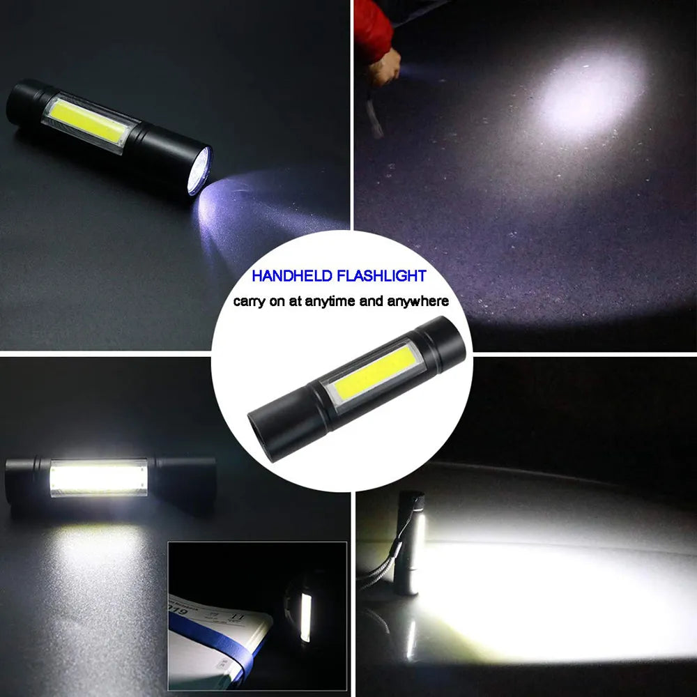 Rechargeable Mini Flashlight with COB Side Light, 3 Lighting Modes and USB Charging
