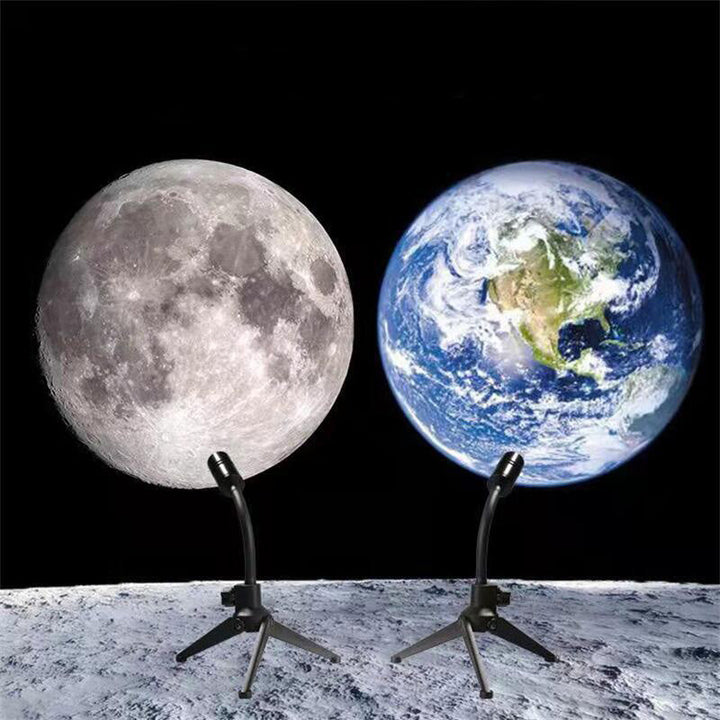 Moon and Earth Projection Lamp with Flexible Neck, Two Films
