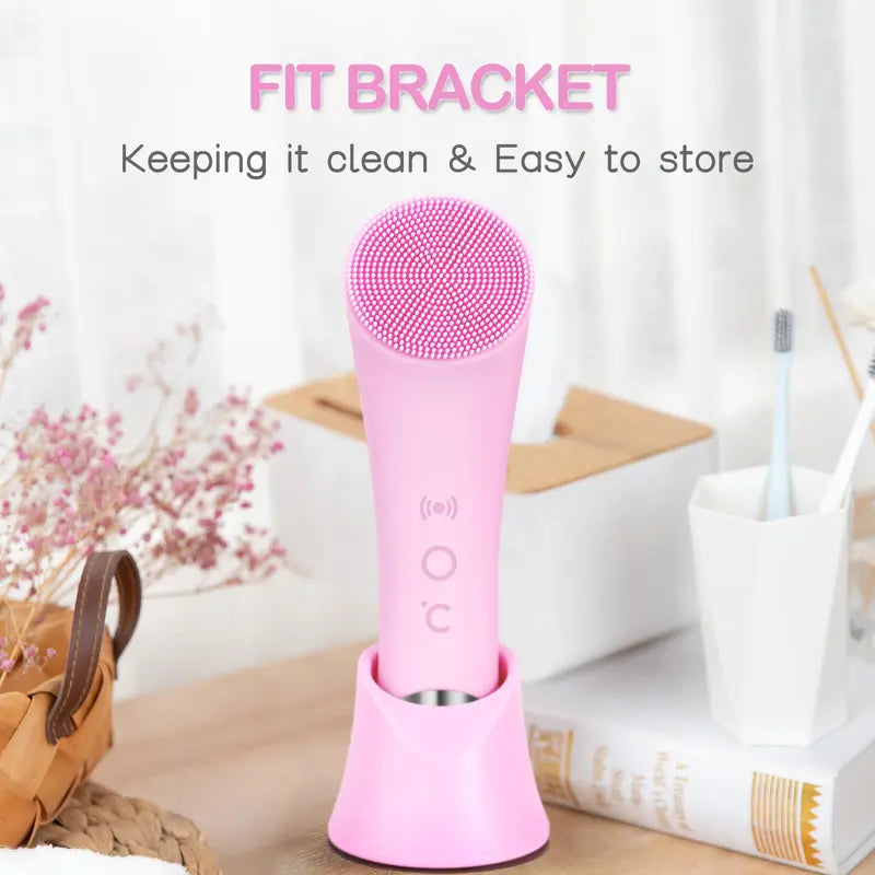 Vibrating Facial Cleansing Brush with Heated Tip and 5 Speed Settings