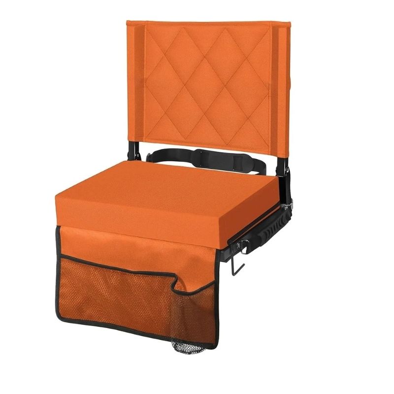 Stadium Seat with Angled Back Support and Adjustable Shoulder Strap