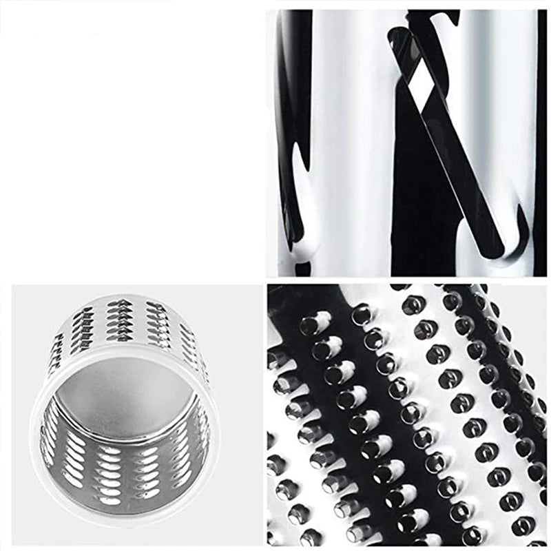 Rotary Vegetable Grater with 3 Interchangeable Stainless Steel Blades and Suction Feet