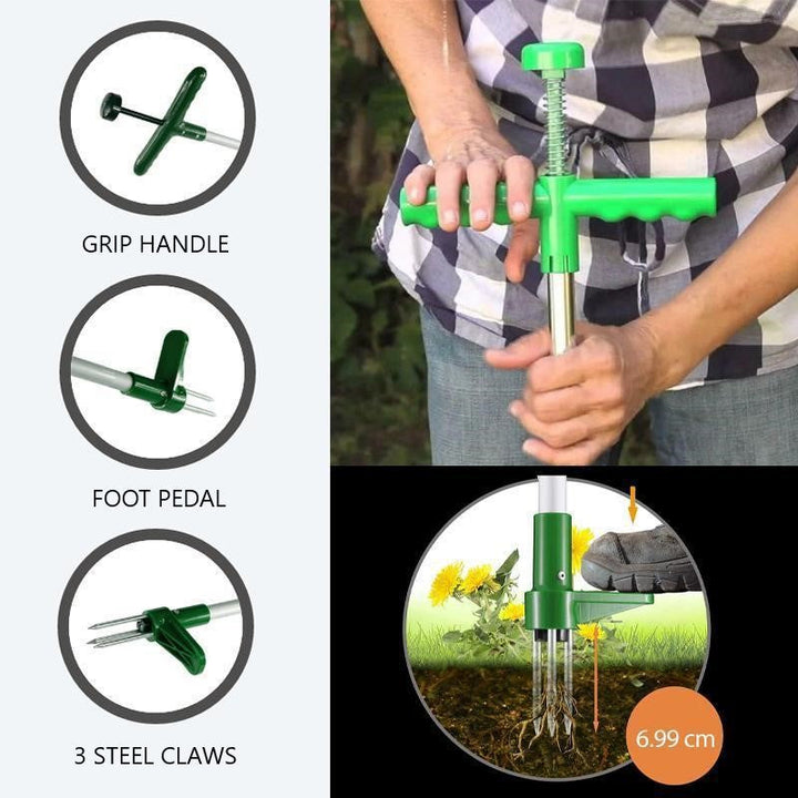 Standing Weed Puller with Triple Steel Claws and Foot Pedal Leverage