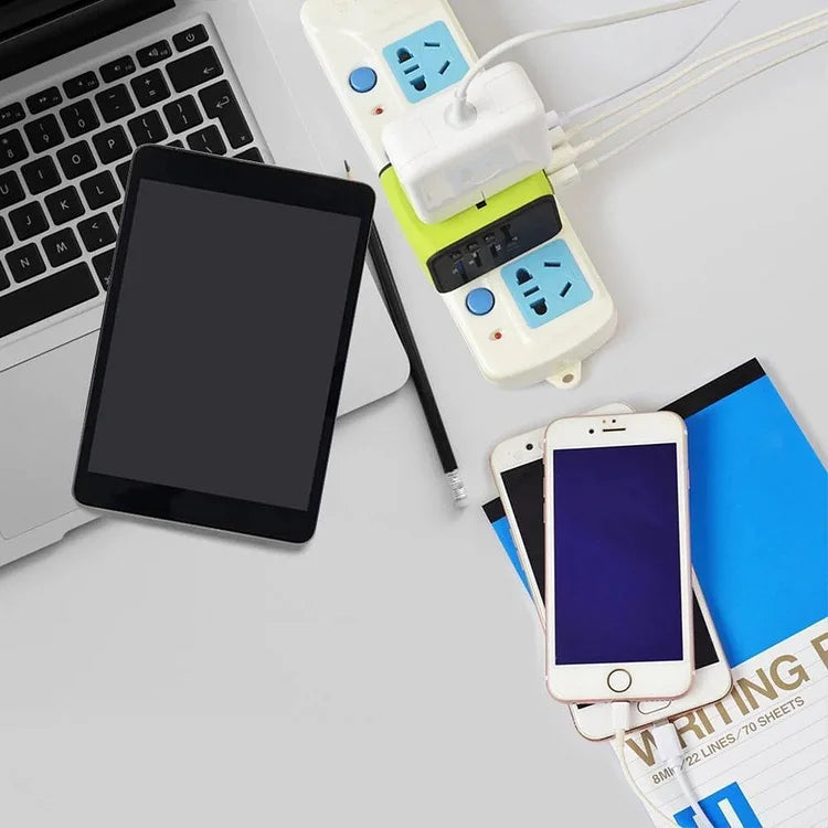 Universal Travel Adapter with Four Plug Types and Smart Charging, 100-240V