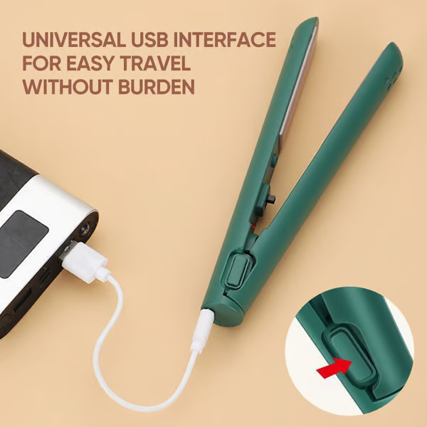 Portable Hair Straightener and Curler with Ceramic Plates and USB Charging