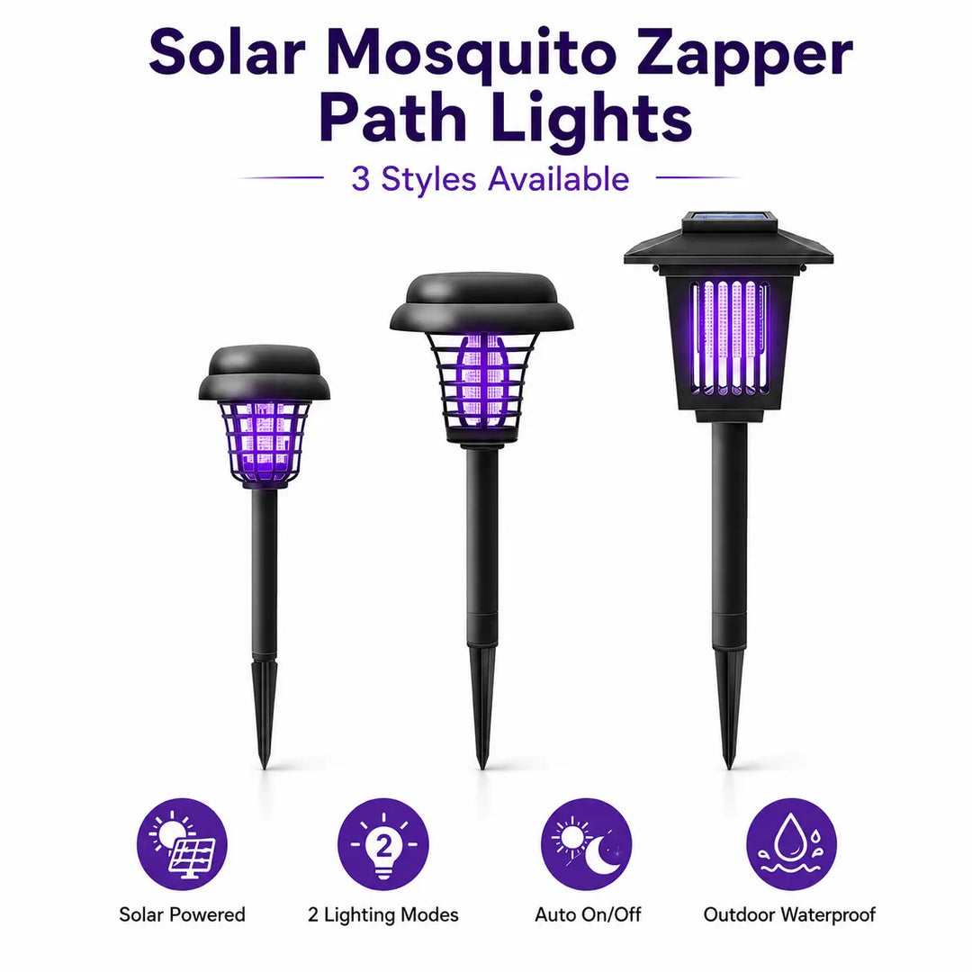 Solar Bug Zapper with Automatic Dusk Sensor and Dual Mode Operation