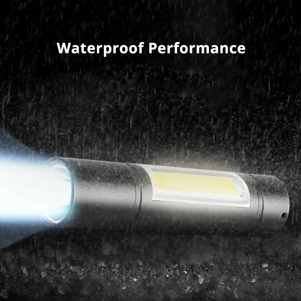 Rechargeable Mini Flashlight with COB Side Light, 3 Lighting Modes and USB Charging