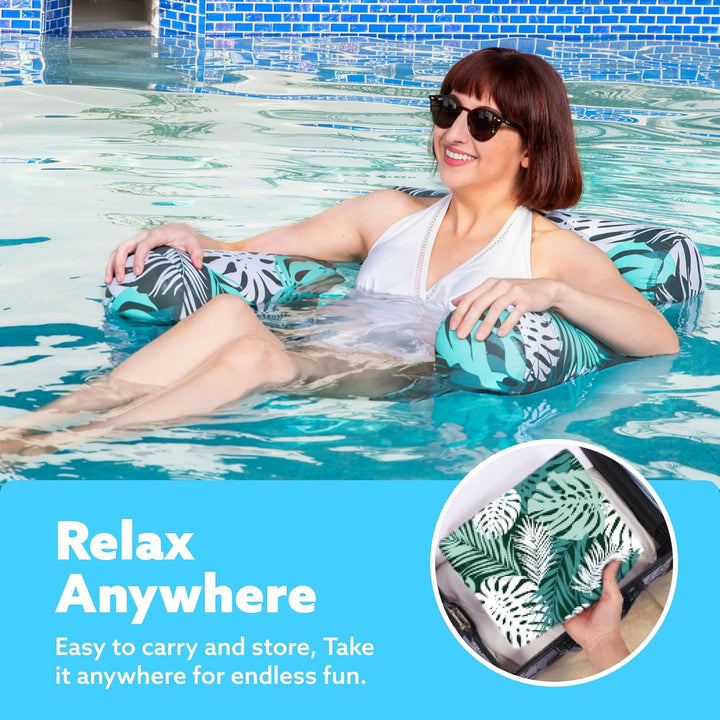 Inflatable Pool Float Chair with Mesh Seat and Adjustable Straps, 250lb Capacity