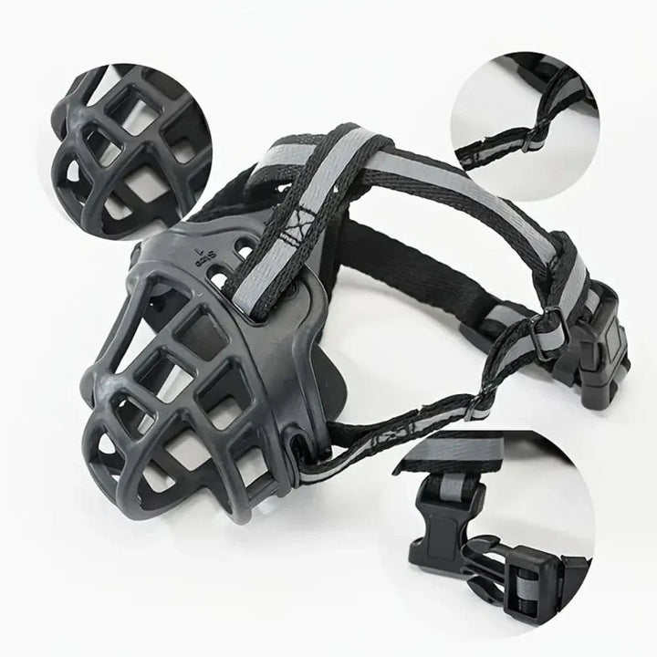 Adjustable Dog Muzzle with Breathable Mesh and Multiple Straps, Six Sizes