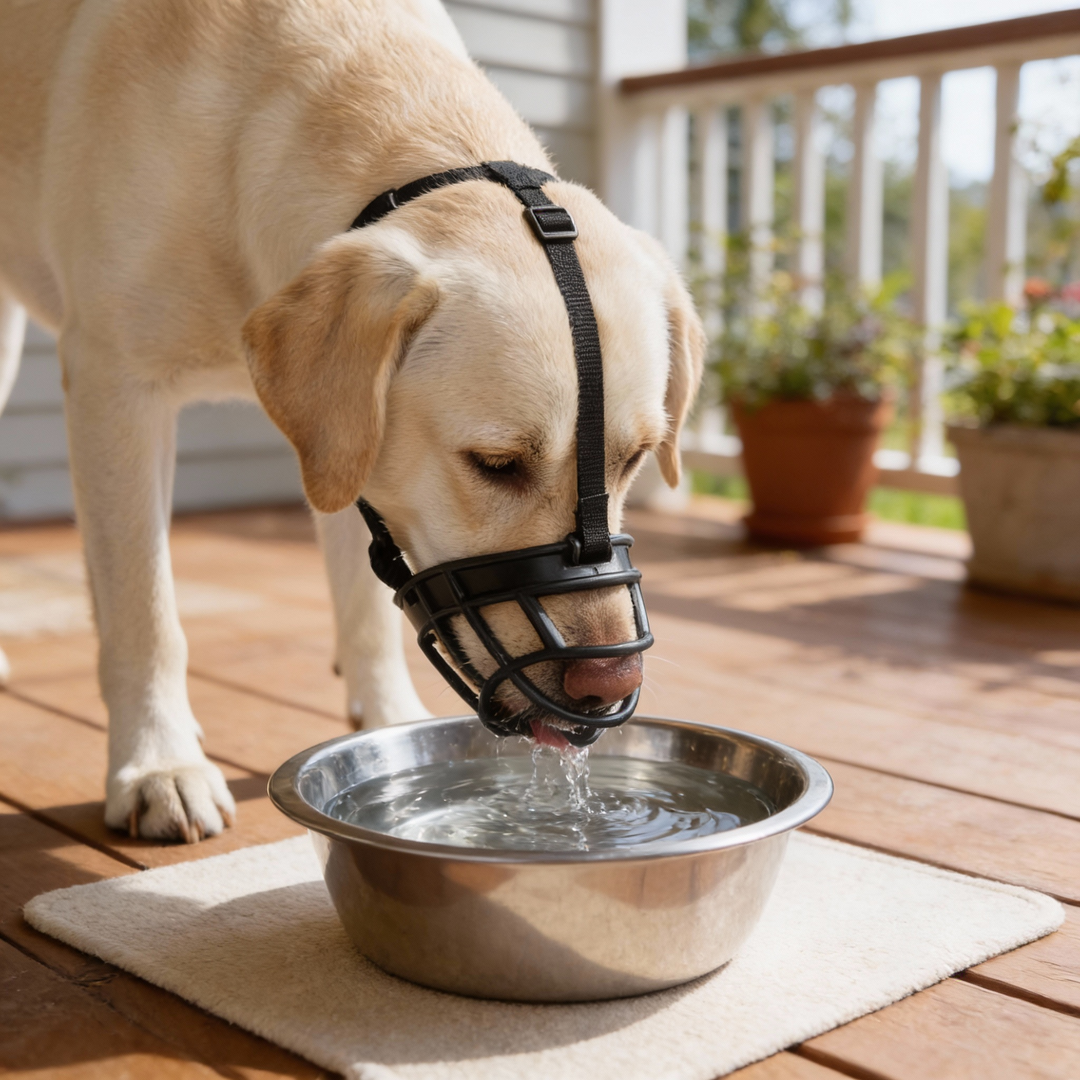 Adjustable Dog Muzzle with Breathable Mesh and Multiple Straps, Six Sizes
