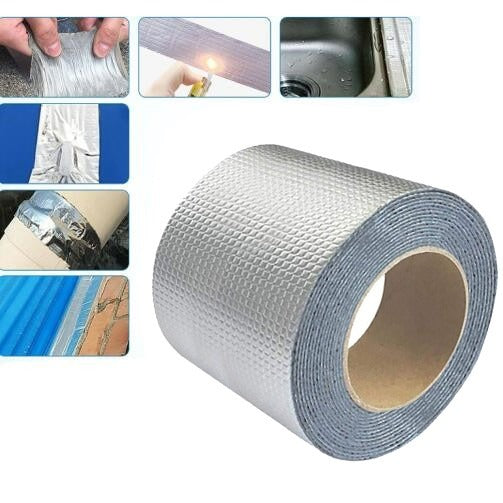 Waterproof Butyl Tape with Aluminum Foil Backing and Cold Weather Performance, 5 Meters