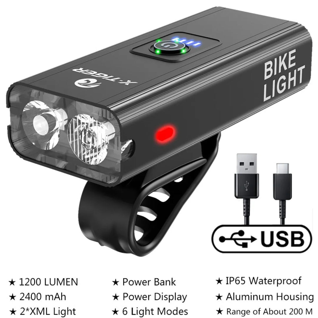 USB Rechargeable Bicycle Headlight and Rear Light for Mountain and Night Riding