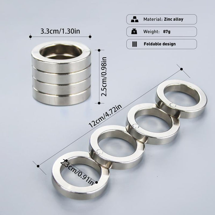 Folding Metal Finger Ring with Four-Finger Design and Silent Operation