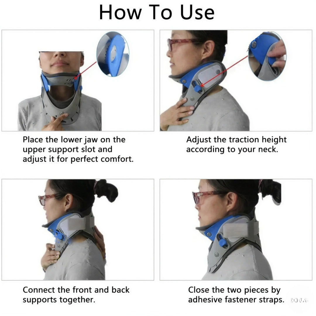 Adjustable Cervical Traction Neck Brace with Height-Adjustable Support