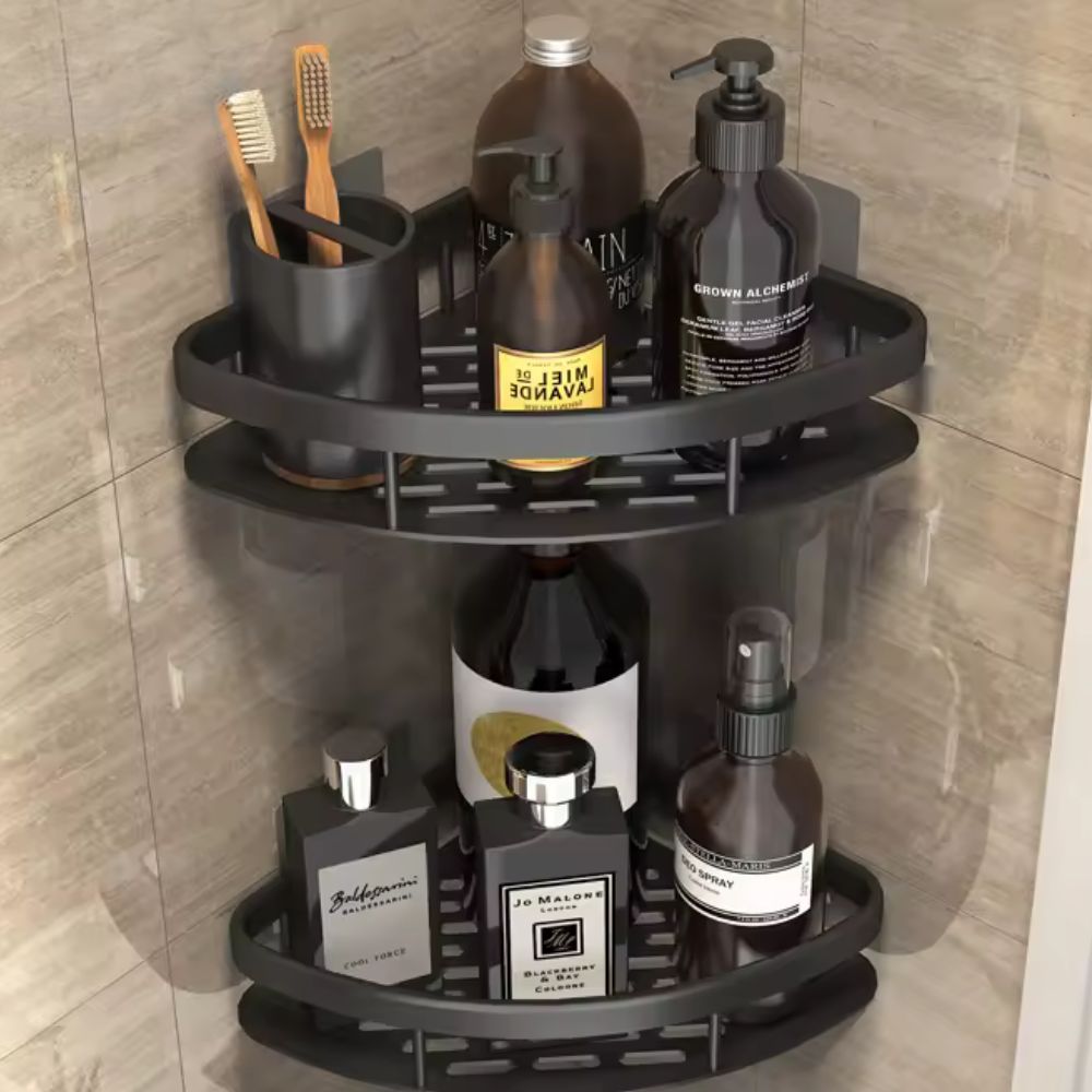 Wall Mounted Shower Caddy with Rust Resistant Aluminum and Quick Drainage Base