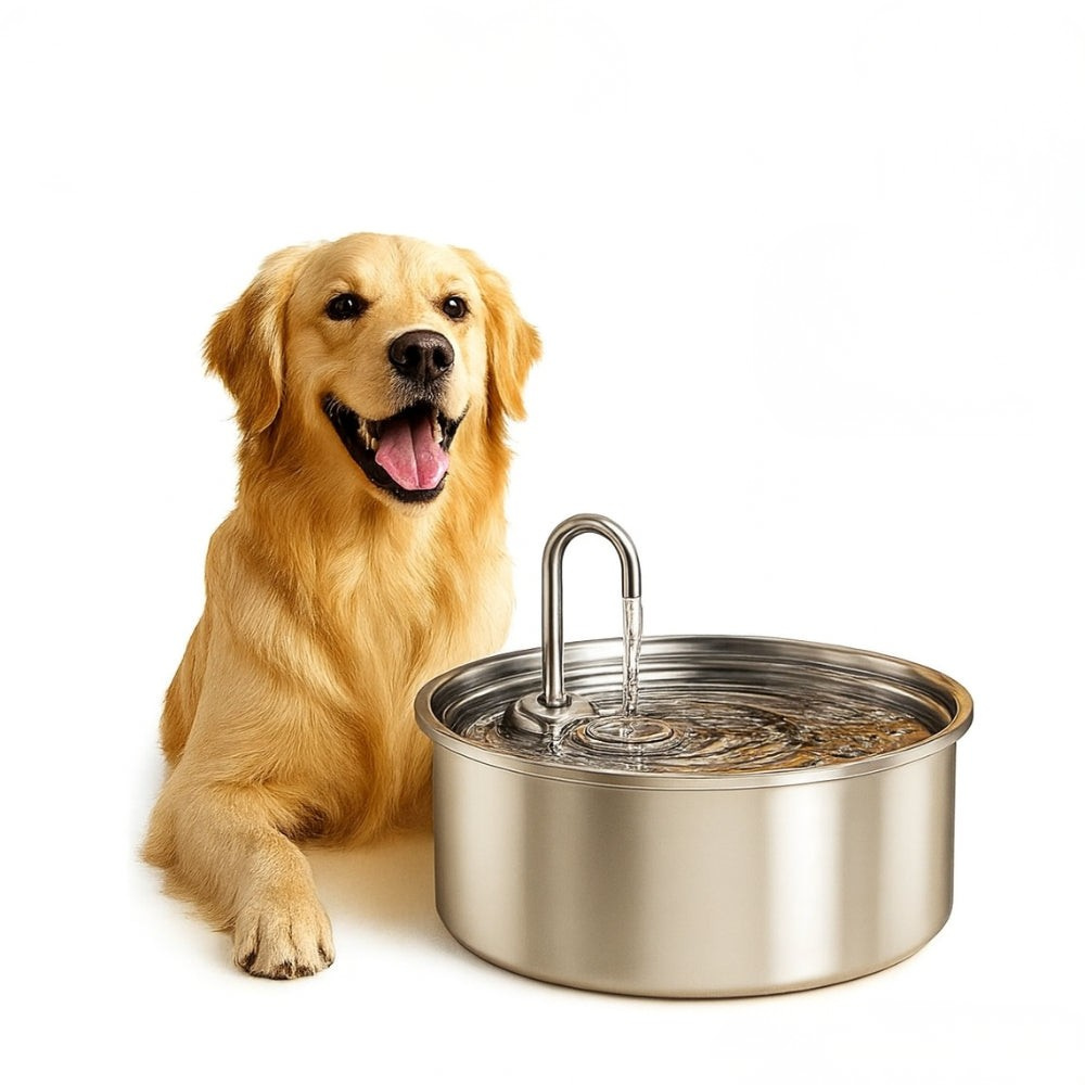 Automatic Pet Water Fountain with Stainless Steel Bowl and Circulation Pump, 8 Liter