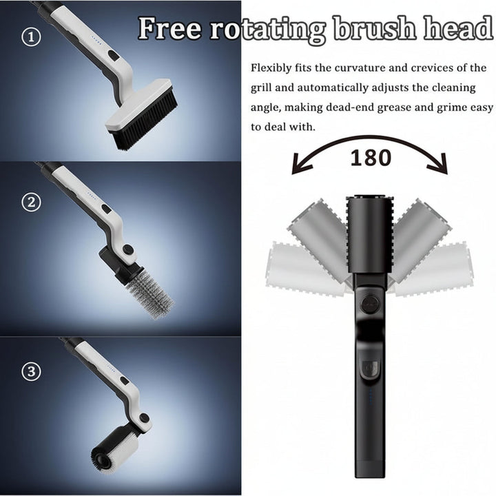 Electric Grill Brush with Motorized Bristles and Rechargeable Battery, Stainless Steel