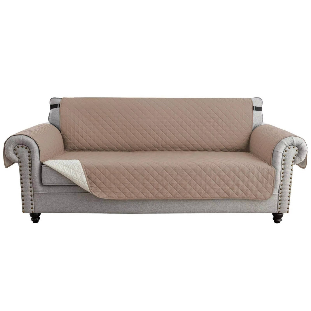 Reversible Sofa Cover for 3 Cushion Couch, Water Resistant Pet Protector with Elastic Straps