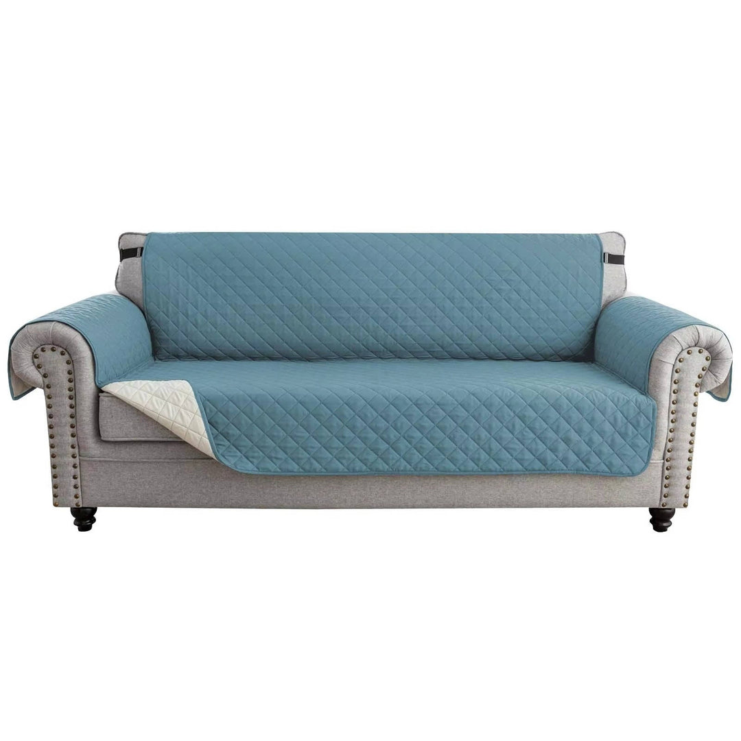 Reversible Sofa Cover for 3 Cushion Couch, Water Resistant Pet Protector with Elastic Straps