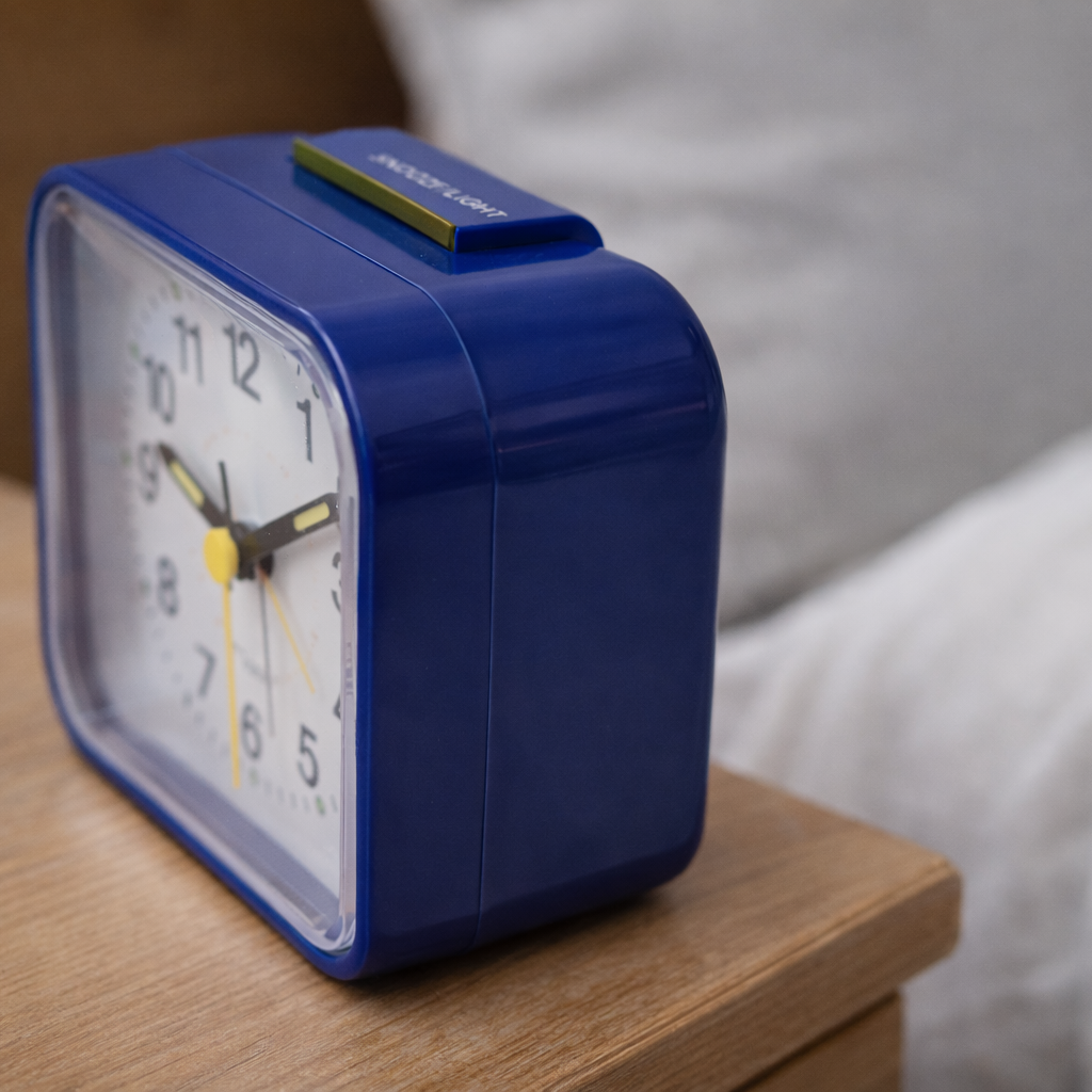 Analog Bedside Alarm Clock with Silent Movement and Night Light, Snooze Function
