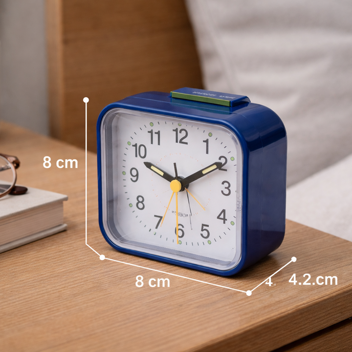 Analog Bedside Alarm Clock with Silent Movement and Night Light, Snooze Function