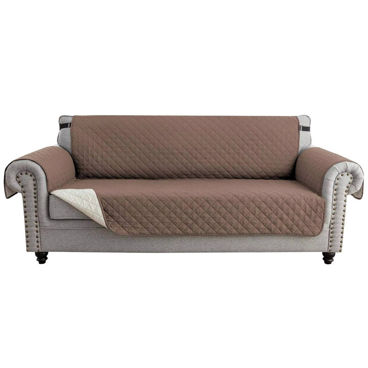 Reversible Sofa Cover for 3 Cushion Couch, Water Resistant Pet Protector with Elastic Straps