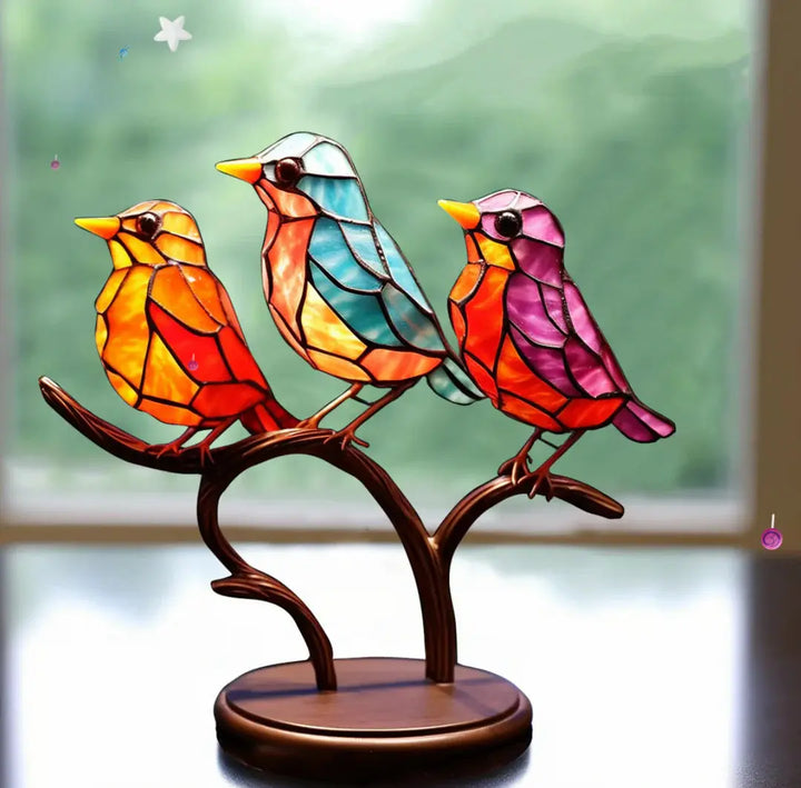 Light Reflecting Bird Window Ornament with colour Scatter Design