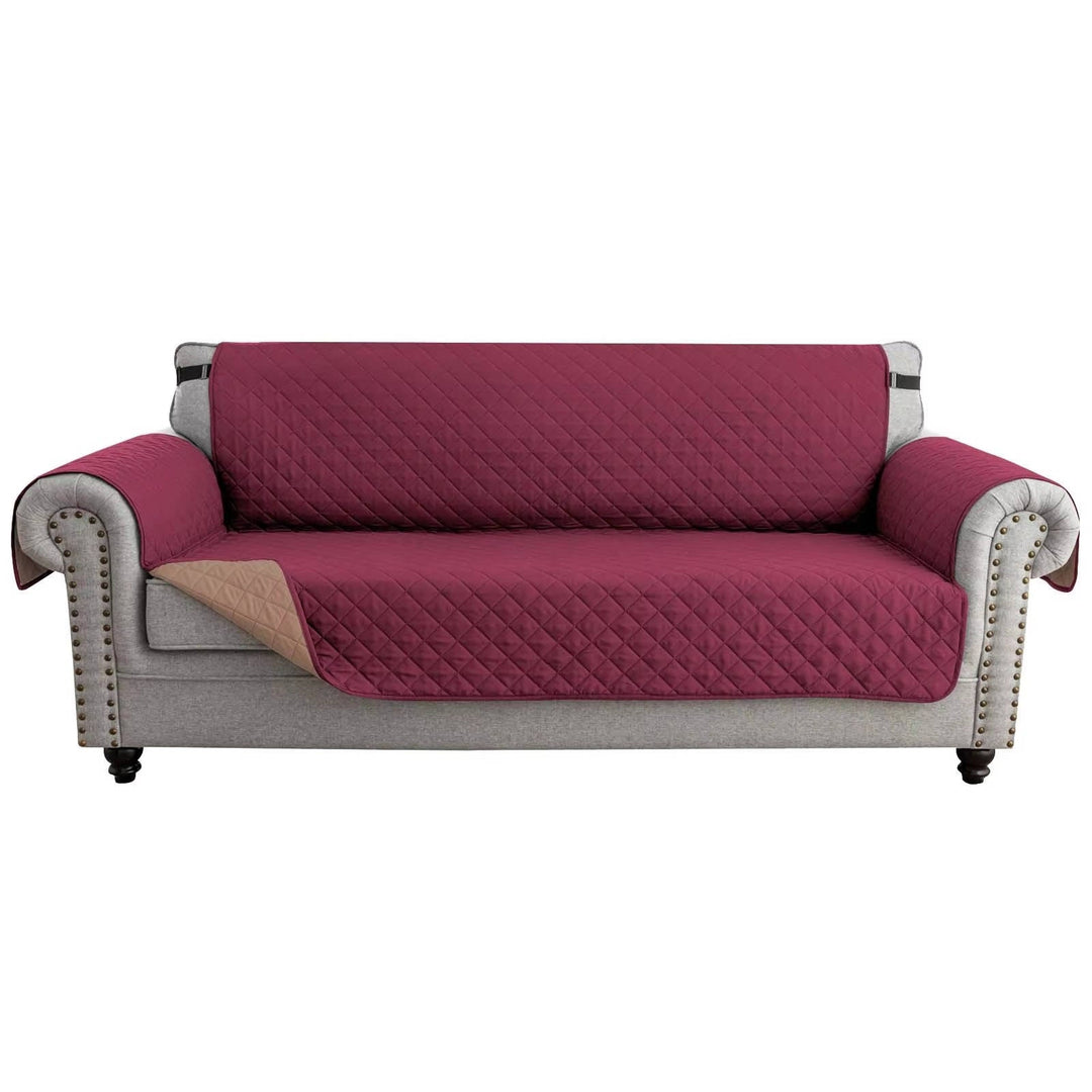 Reversible Sofa Cover for 3 Cushion Couch, Water Resistant Pet Protector with Elastic Straps