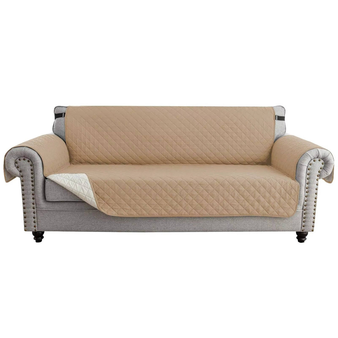 Reversible Sofa Cover for 3 Cushion Couch, Water Resistant Pet Protector with Elastic Straps