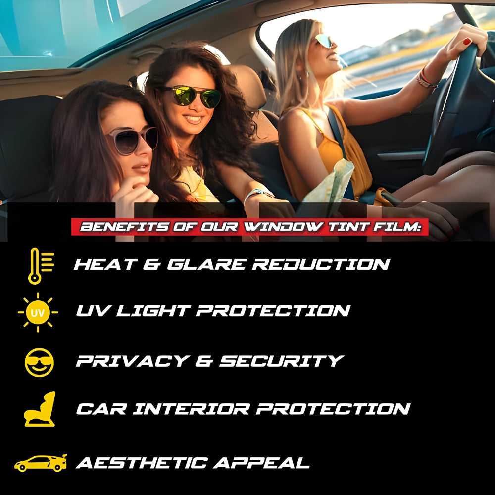 Car Window Tint Film with UV Protection and Heat Reduction, 20ft Roll